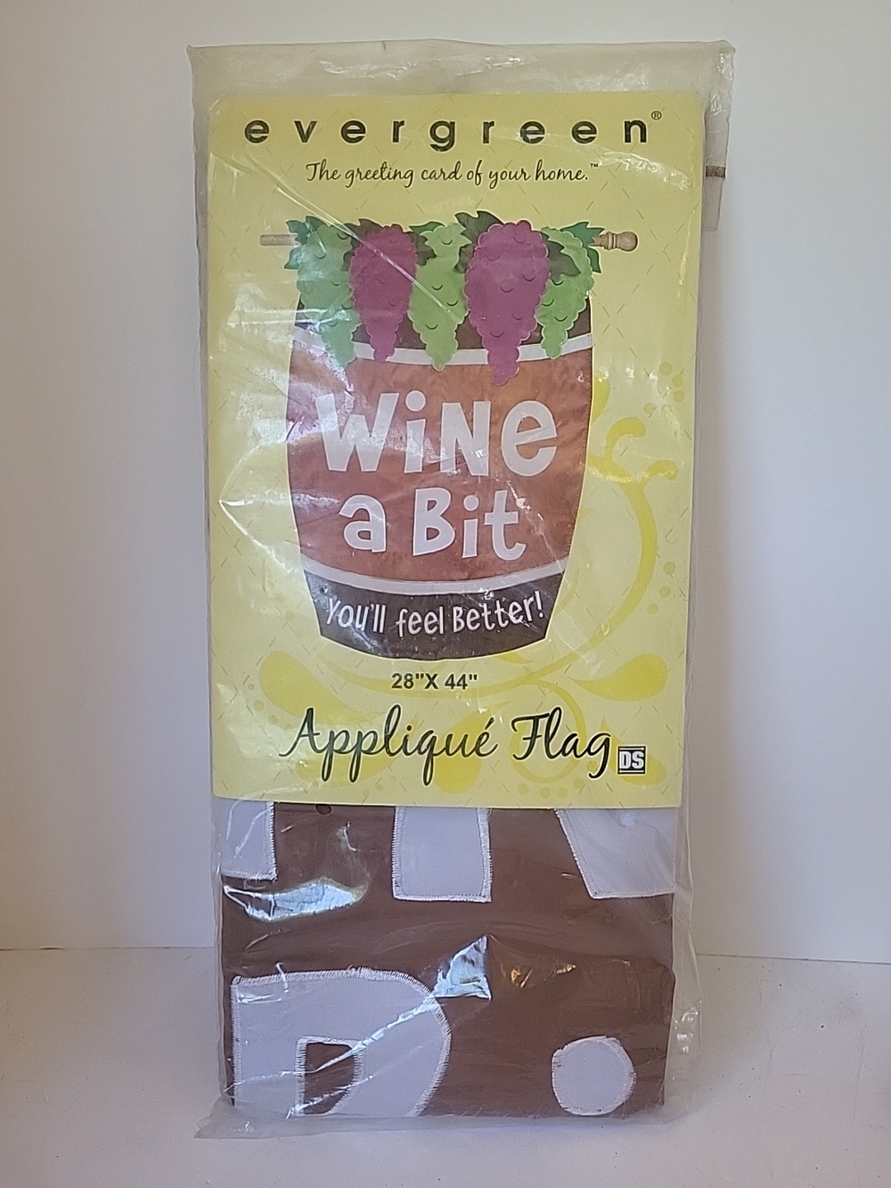 Evergreen "Wine a Bit" Appliqué Flag - 28x44"